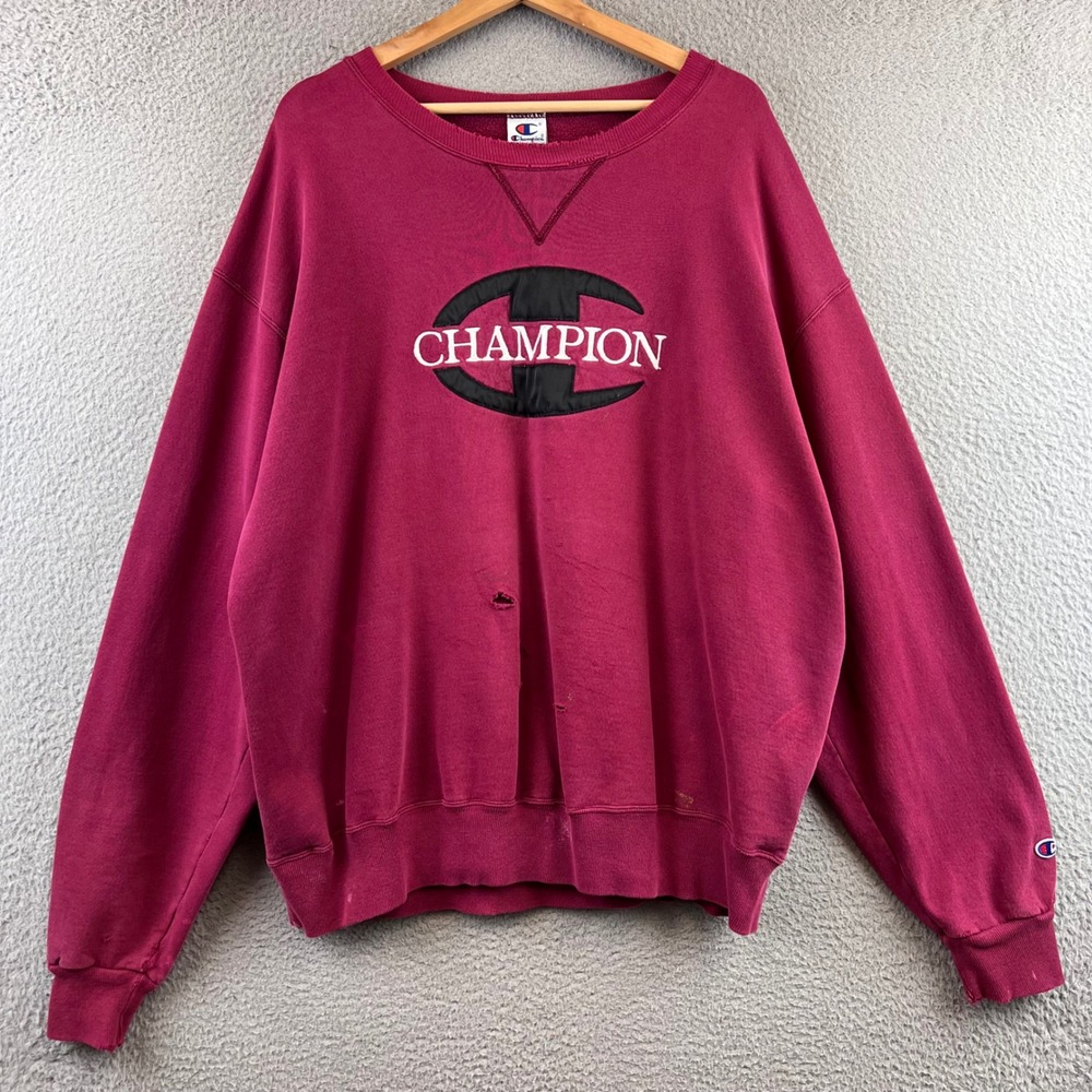 Vintage Champion Crewneck Sweatshirt Mens XXLarge Spellout Distressed